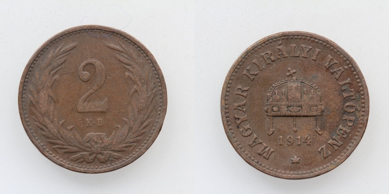 Österreich-Ungarn Franz Joseph I. 2 Filler 1914 KB Kremnitz