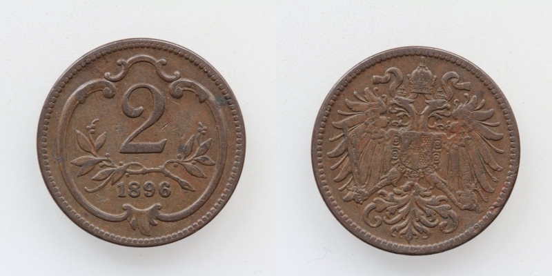 Österreich-Ungarn Franz Joseph I. 2 Heller 1896