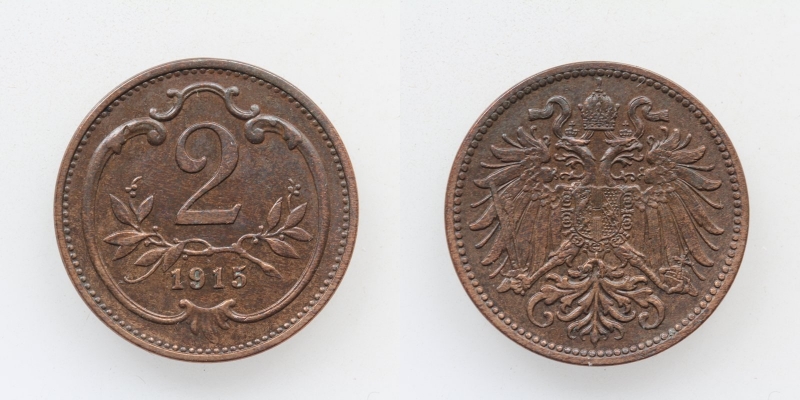 Österreich-Ungarn Franz Joseph I. 2 Heller 1915