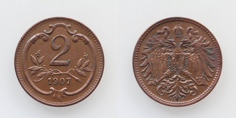 Österreich-Ungarn Franz Joseph I. 2 Heller 1907