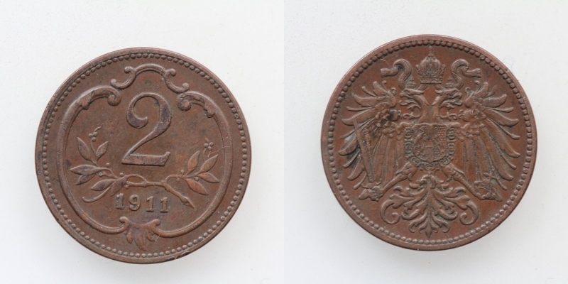 Österreich-Ungarn Franz Joseph I. 2 Heller 1911