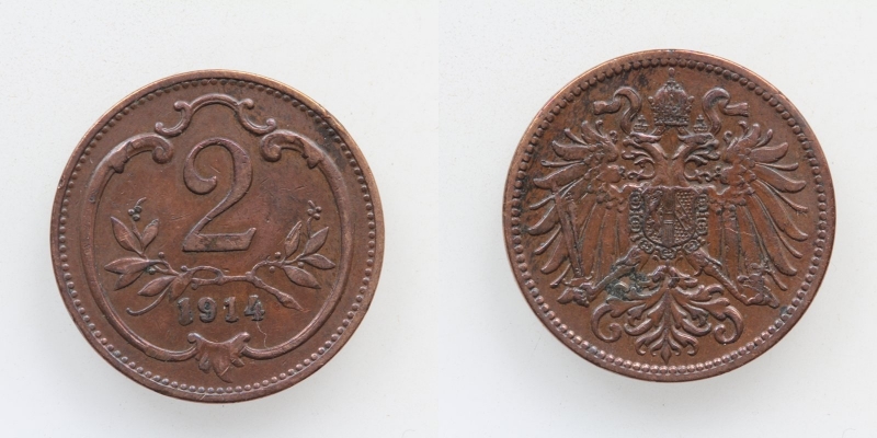 Österreich-Ungarn Franz Joseph I. 2 Heller 1914