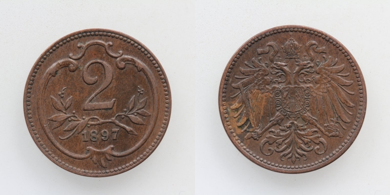 Österreich-Ungarn Franz Joseph I. 2 Heller 1897