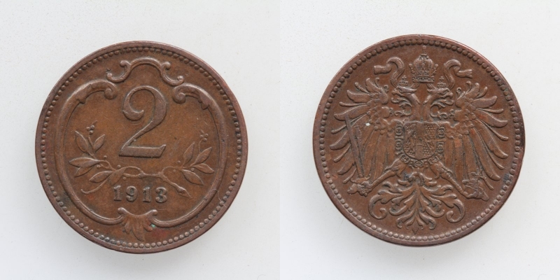 Österreich-Ungarn Franz Joseph I. 2 Heller 1913