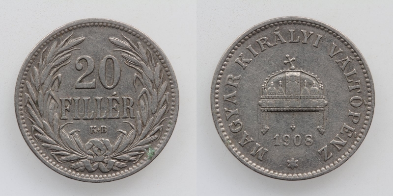 Österreich-Ungarn Franz Joseph I. 20 Filler 1908 KB Kremnitz