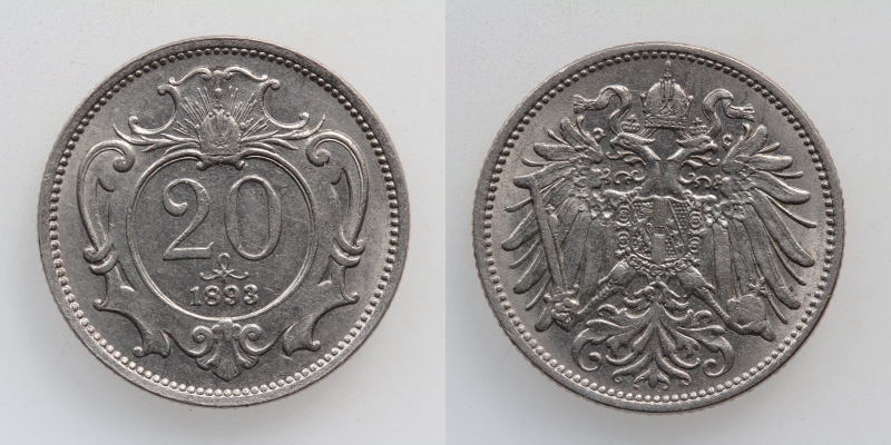 Österreich-Ungarn Franz Joseph I. 20 Heller 1893