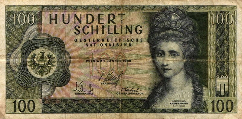 Österreich 2. Republik 100 Schilling 2.1.1969 Angelika Kauffmann