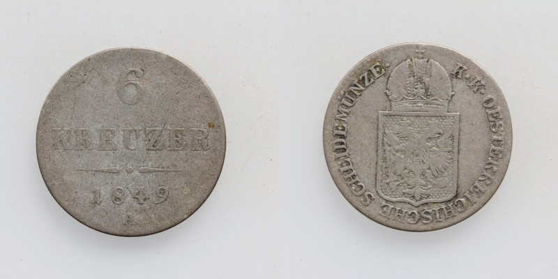 Franz Joseph I. 6 Kreuzer 1849 A Wien