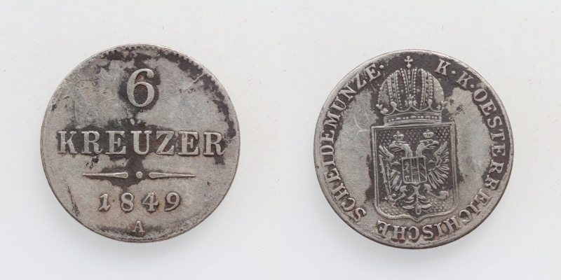 Franz Joseph I. 6 Kreuzer 1849 A Wien