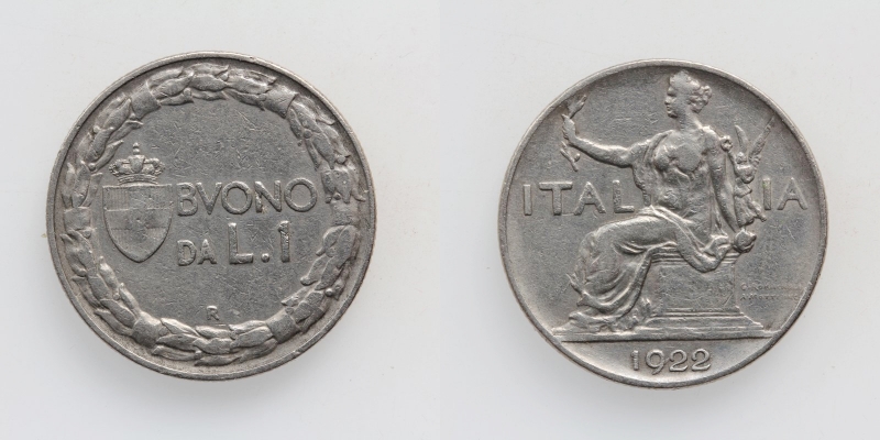 Italien Vittorio Emanuelle III. 1 Lira 1922 R