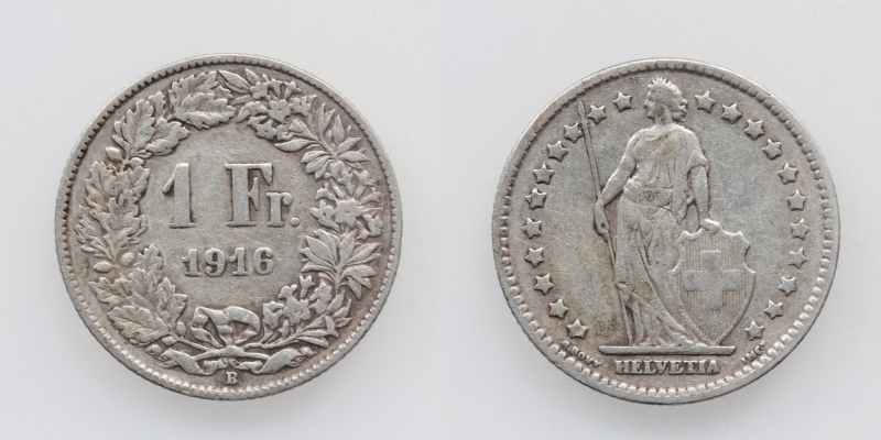 Schweiz 1 Franken 1916 B