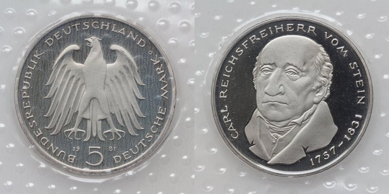 BRD 5 Mark 1981 G PP Reichsfreiherr vom Stein