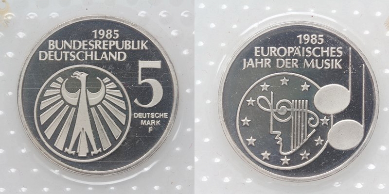 BRD 5 Mark 1985 F PP Europäisches Jahr der Musik