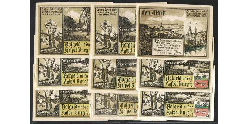 Notgeld Kaspel Burg 1 Mark 1916