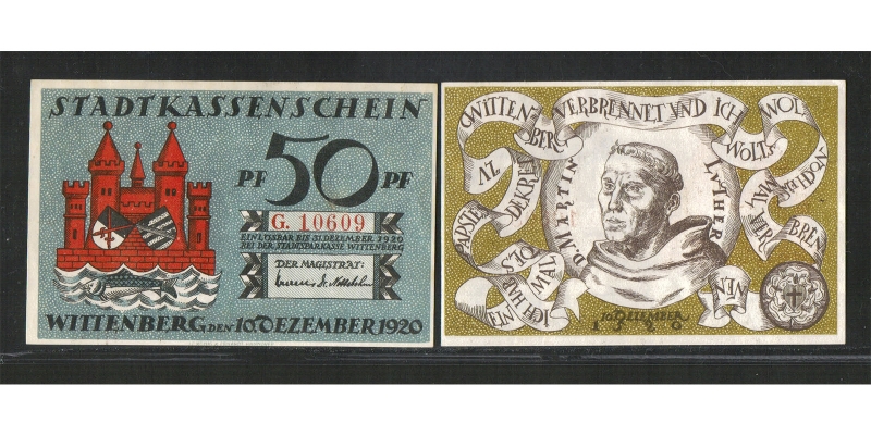 Sachsen-Anhalt Stadtkassenschein Wittenberg 1920