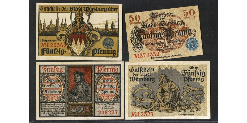 Bayern Gutschein der Stadt Würzburg 1919/20