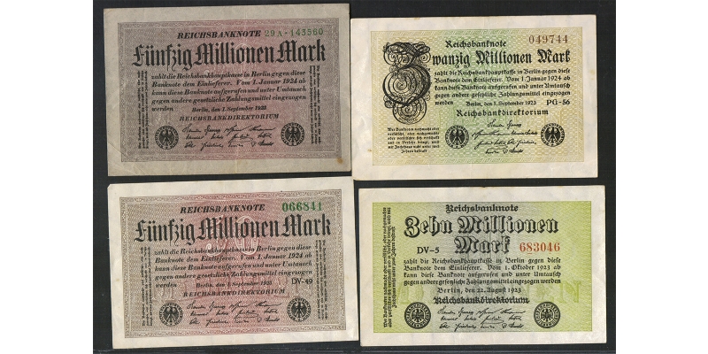 Deutsches Reich LOT 10/50 Millionen Mark 1923