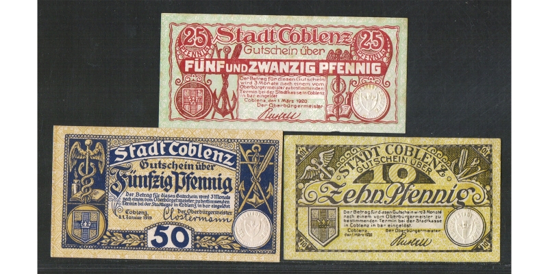 Rheinland Notgeld Stadt Coblenz 1919