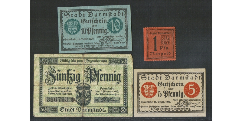 Hessen Gutschein Stadt Darmstadt 1919/20