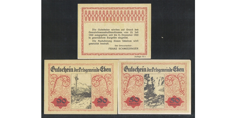 OÖ Gutschein Gemeinde Eben 1920 Auflage II/I