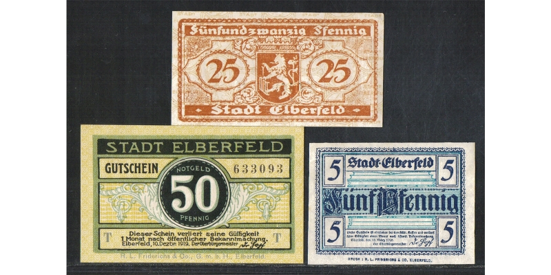 Rheinland Notgeld Stadt Elberfeld 1919