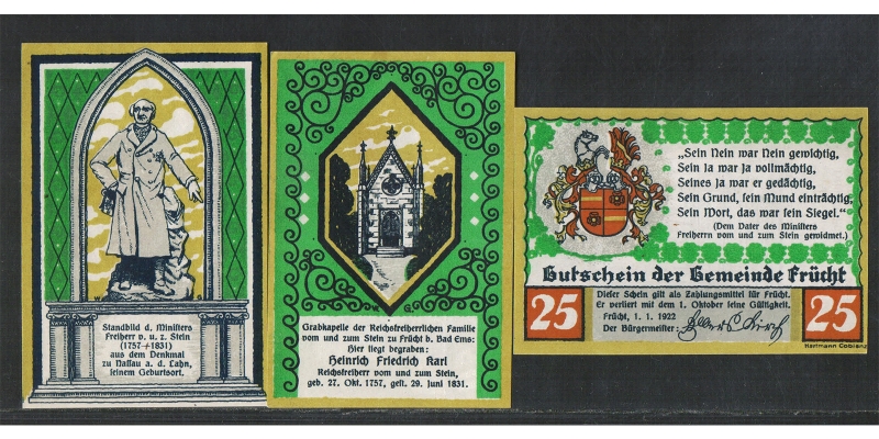 Hessen Gutschein der Gemeinde Frücht 1922