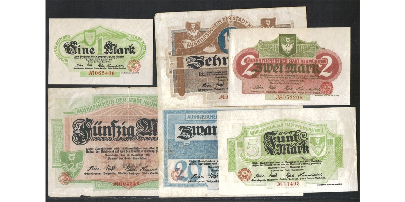 Schleswig-Holstein Neumünster 1 bis 50 Mark 1918