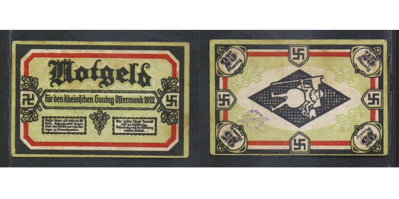 Notgeld und KGL Honnef a. Rhein Gautag Ostermond 1922 R!