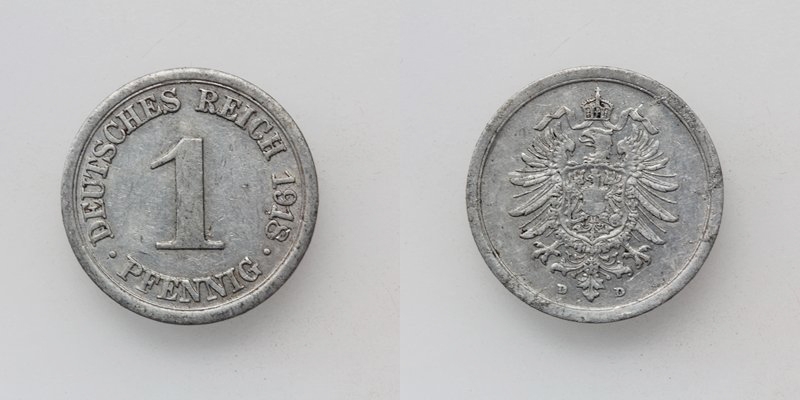 Deutsches Reich Kaiserreich 1 Pfennig 1918 D