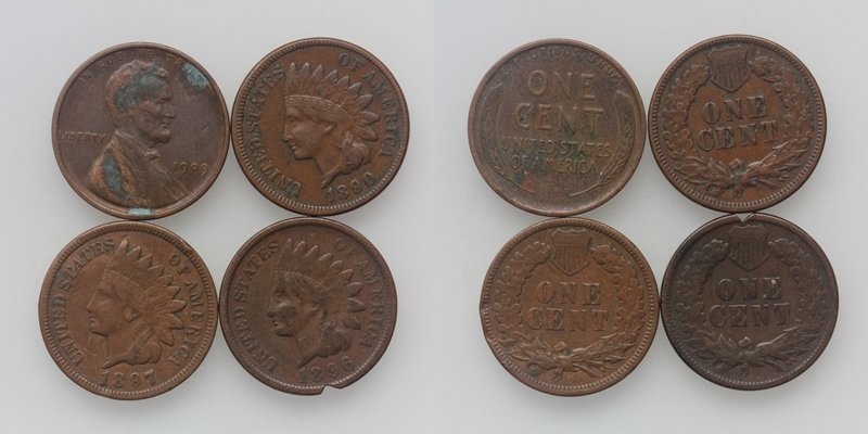 USA LOT Cents 1909-1890/97/96 4 Stück