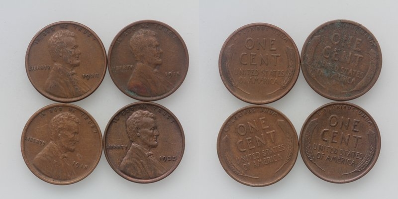 USA Lincoln LOT One Cent 1928/15/18/35 4 Stück