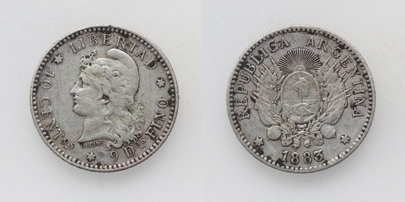 Argentinien 10 Centavos 1883