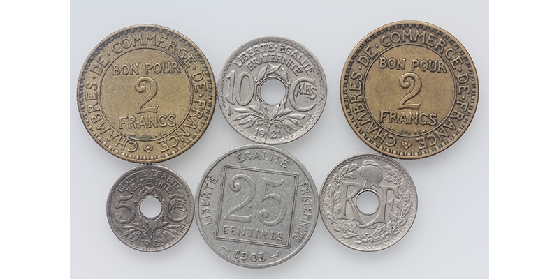 LOT Frankreich Francs Centimes 6 Stück