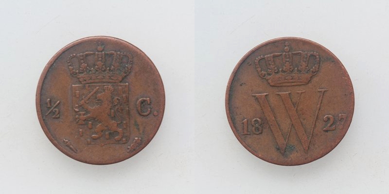 Niederlande 1/2 Cent 1827 Utrecht