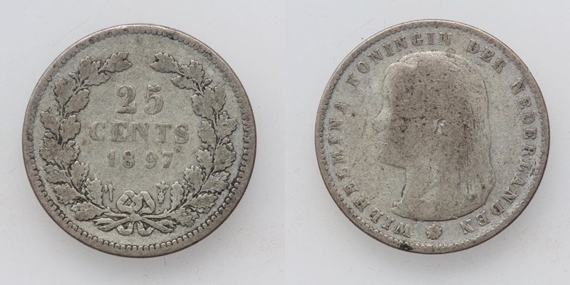 Niederlande Wilhelmina 25 Cent 1897