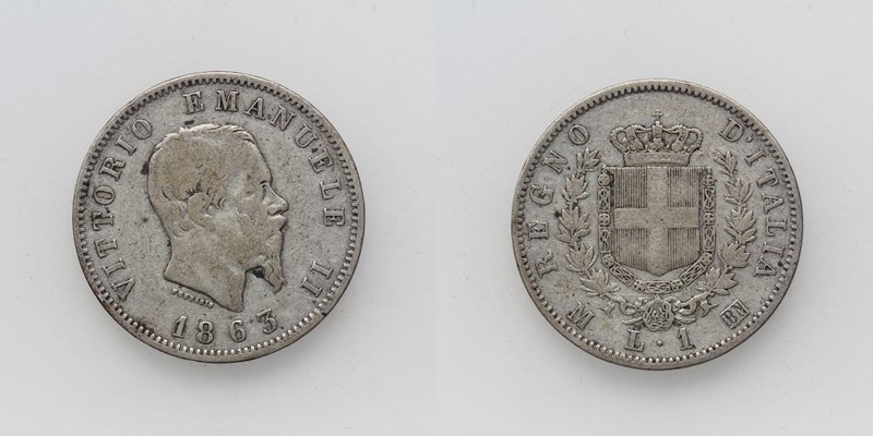 Italien Vittorio Emanuele II. 1 Lira 1863 Milan