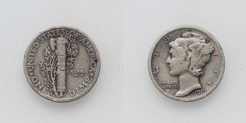 USA One Dime 1919 S