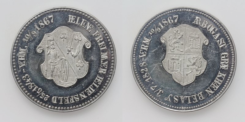 Zinnmedaille Graf Khuen Belasy Helene Freimayer 1867