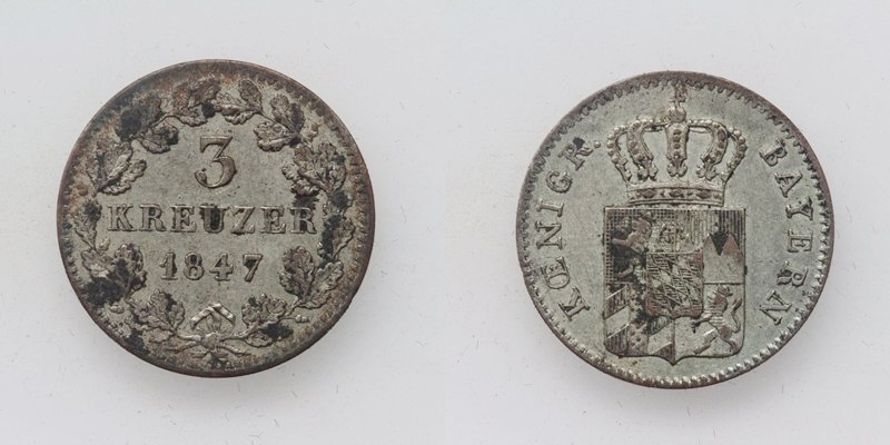 Bayern Ludwig I. 3 Kreuzer 1847