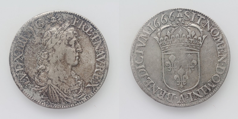 Frankreich Louis XIV. Écu 1666 Paris RR!