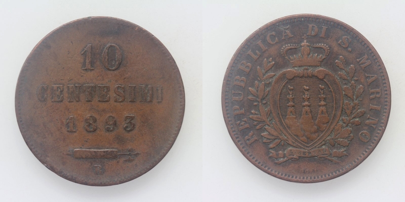 San Marino 10 Centesimi 1893 R