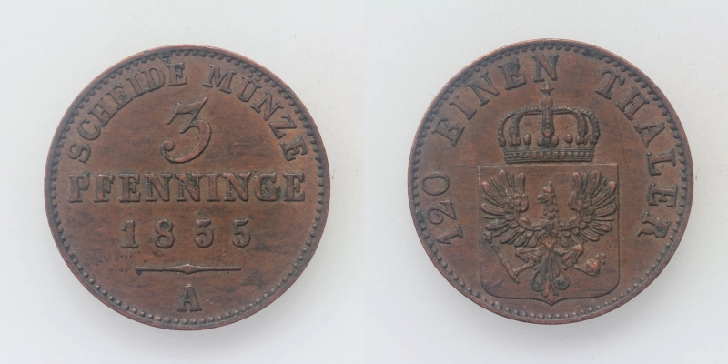 Preussen Wilhelm IV. 3 Pfenninge 1855 A Berlin