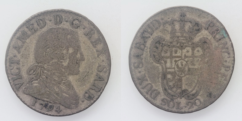 Italien Sardinien Vittorio Amadeo III. 20 Soldi 1794