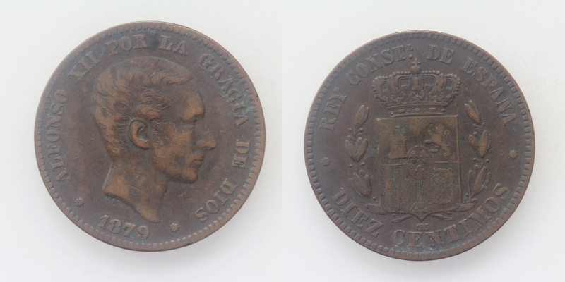 Spanien Alfonso XII. 10 Centimos 1879