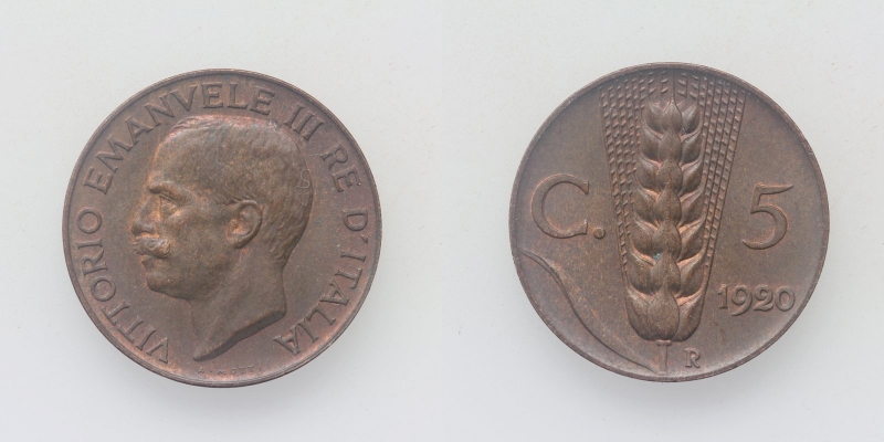 Italien Vittorio Emanuele III. 5 Centesimi 1920 R