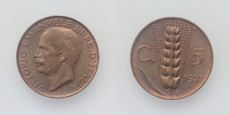 Italien Vittorio Emanuele III. 5 Centesimi 1921 R