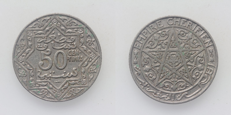 Marokko Frankreich Empire Chérifien 50 Centimes o.J. Paris