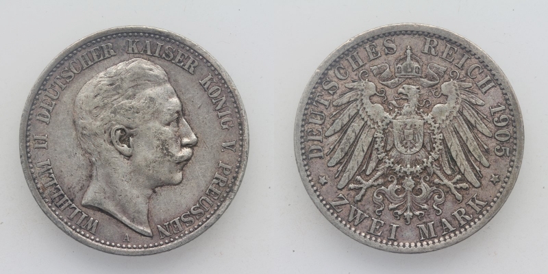 Preussen Wilhelm II. 2 Mark 1905 A