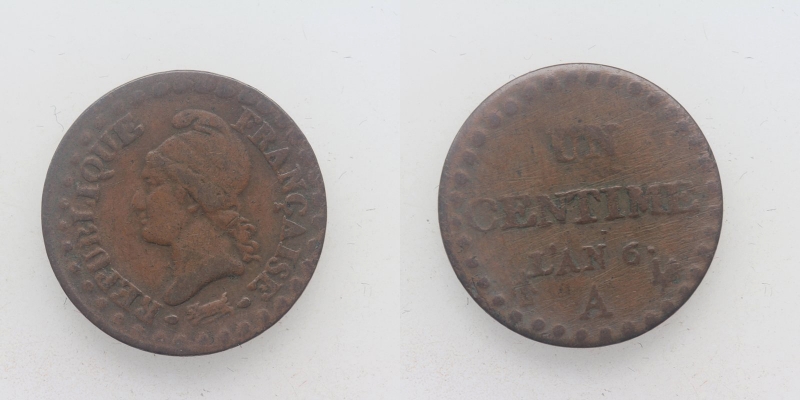 Frankreich Un centime Dupré 6 normal 1798 Paris