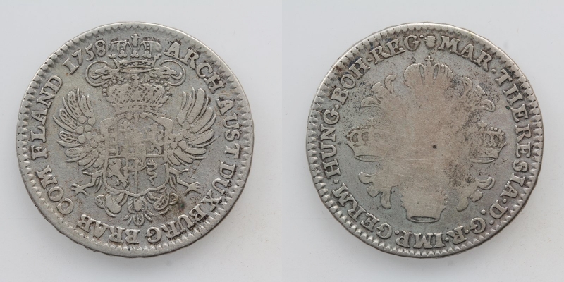 Maria Theresia 1/2 Kronentaler 1758 Brüssel